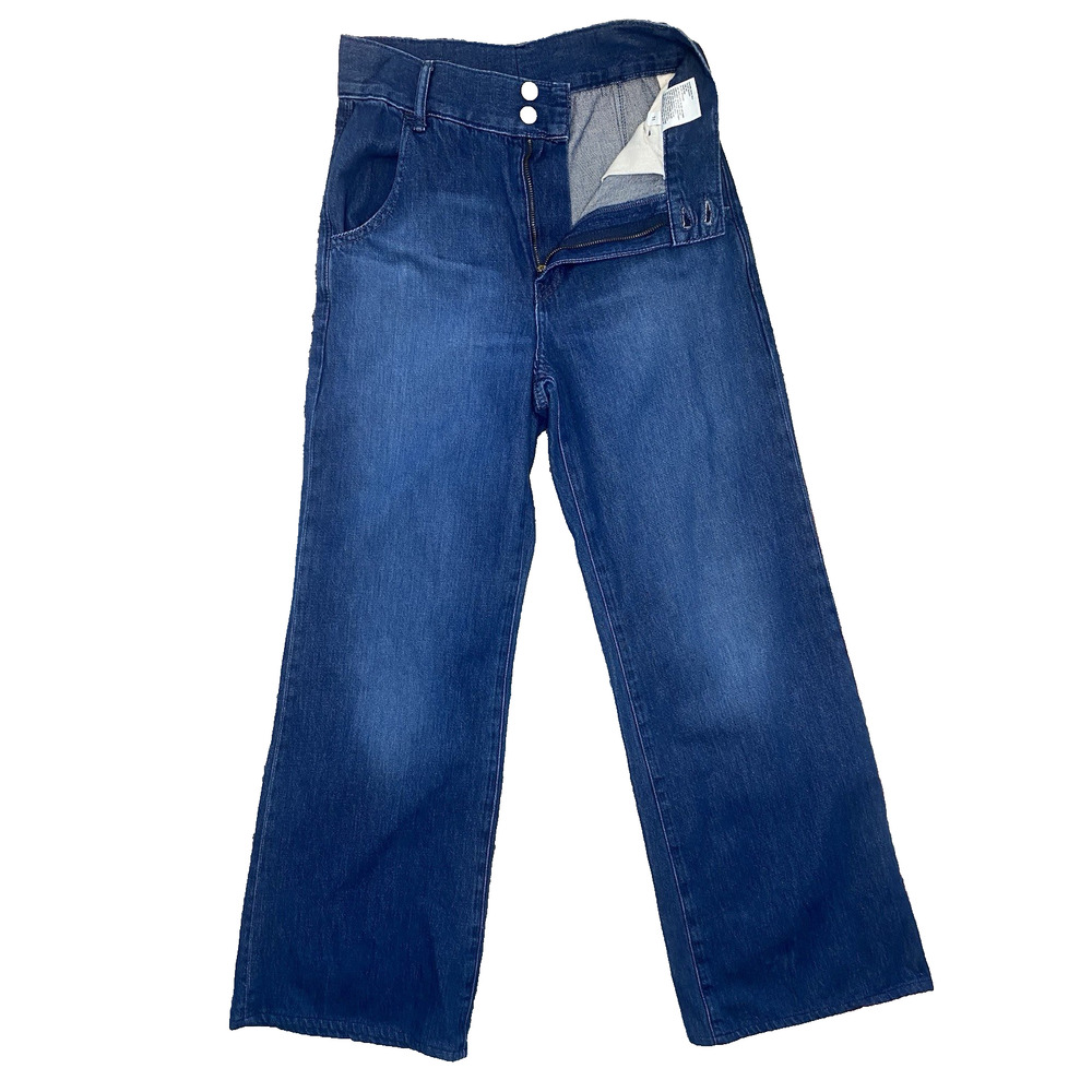 Uniqlo Jeans Womens Size 25x32 Wide Flare High Rise Blue Casual Denim Pants